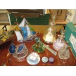 Two Paperweights, Musical Bottle etc