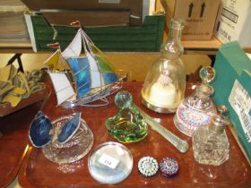 Two Paperweights, Musical Bottle etc