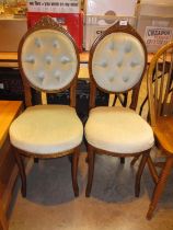 Pair of Deep Buttoned Bedroom Chairs