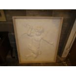 Moulded Plaster Cherub Panel