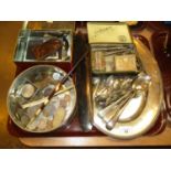 Silver Plated Tray and Cutlery, Coins, Tins and Collectables