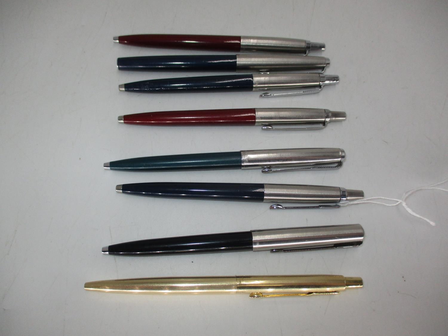 Parker Rolled Gold Ballpoint Pen and 7 Other Parker Pens