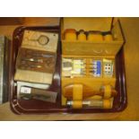 Travelling Toilet Set, Cased Scissors, Spectacles and Lorgnettes