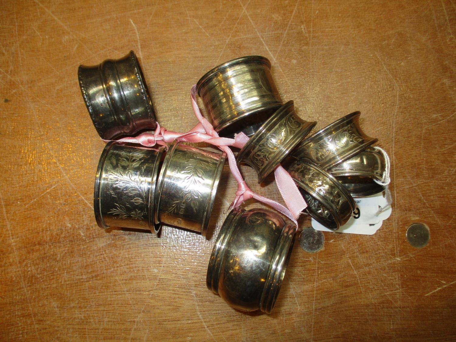 Nine Silver Napkin Rings, 152g