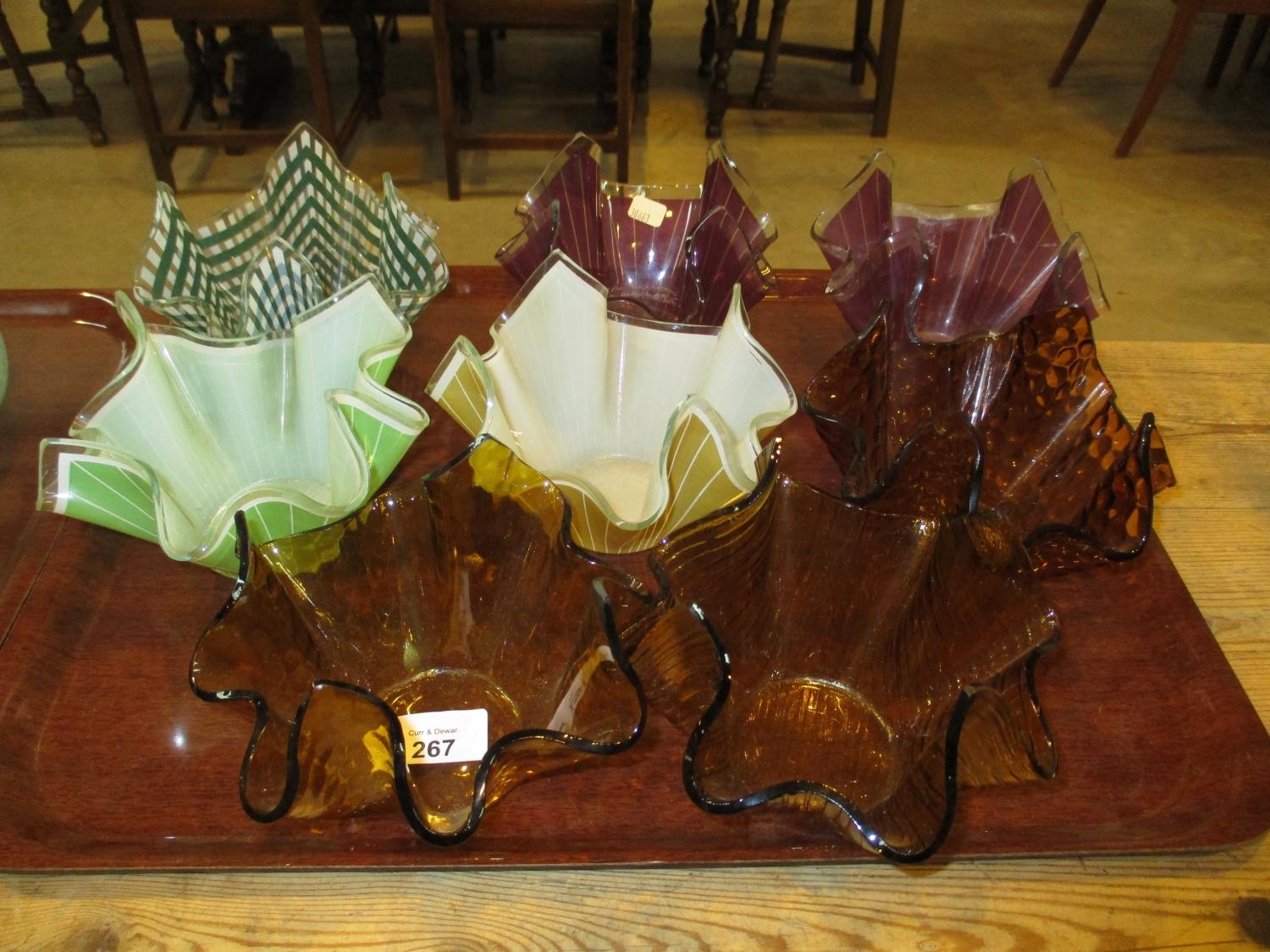 Eight Handkerchief Glass Dishes