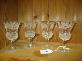 Set of 4 Edinburgh Crystal Thistle Sherry Glasses, 11.5cm