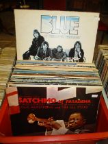 Box of LPs including Satchmo, Harry Belafonte