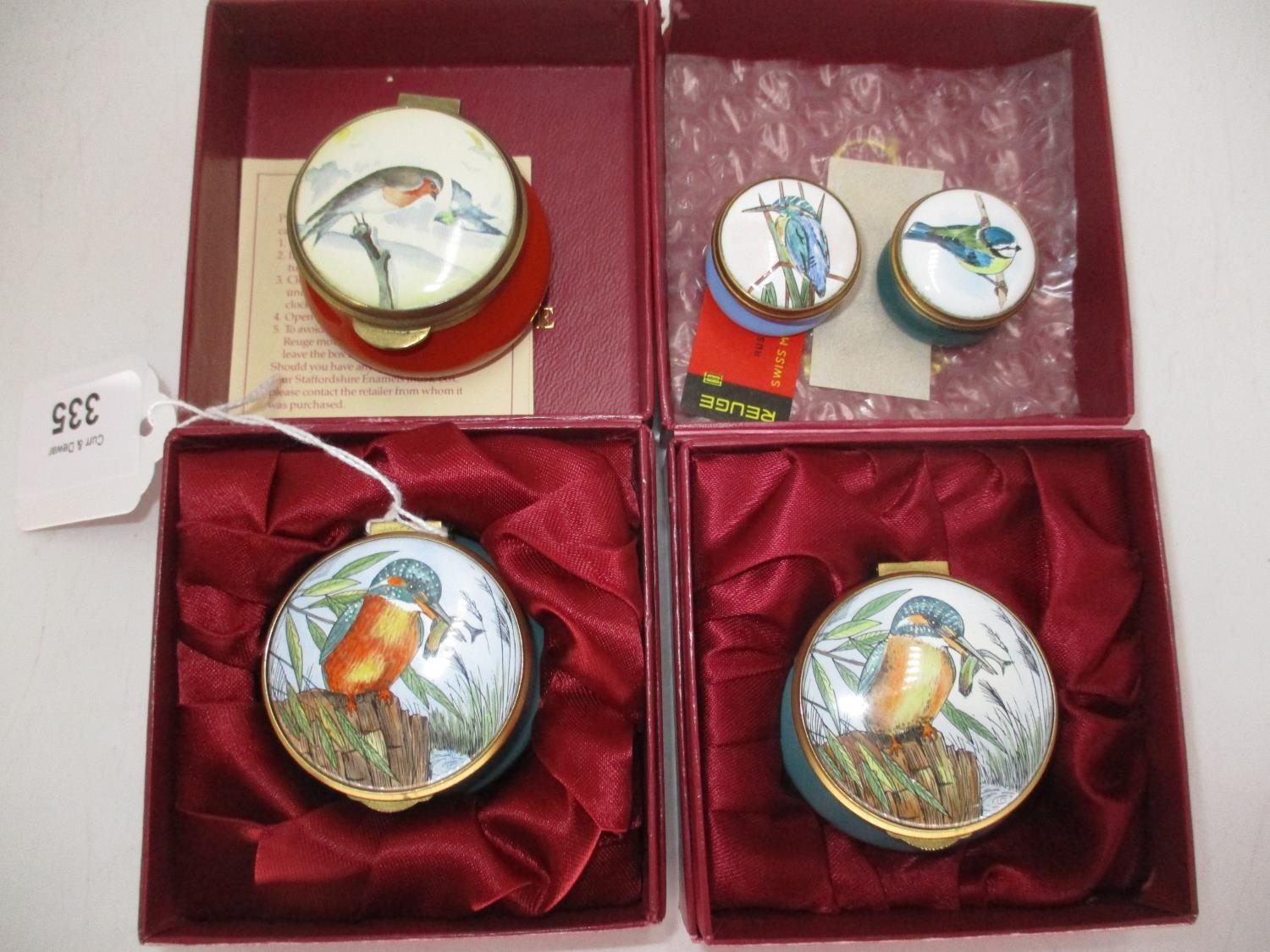 Two Staffordshire Enamel Boxes No. 174 and 325 of 750, 2 Birmingham Enamel Boxes and Another