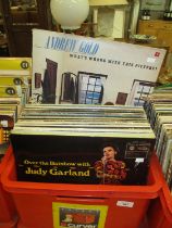 Box of LPs including Judy Garland, The Glitter Band