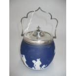 Wedgwood Blue Jasper and Silver Plate Biscuit Box