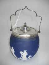 Wedgwood Blue Jasper and Silver Plate Biscuit Box