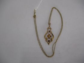 Edwardian 9ct Gold and Amethyst Pendant and Neck Chain, 2.8g