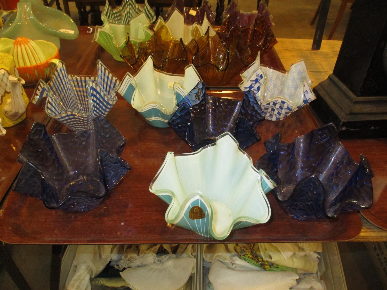 Seven Handkerchief Glass Dishes