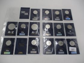 Twelve Change Checker 50p Coins and 2 Crowns including 2019 Kew Gardens 50p
