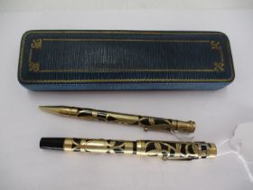 Vintage 14K Gold Filled Fountain Pen and Matching Propelling Pencil, in fitted case
