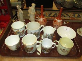Pair of Kutani Porcelain Vases, Pair of Carved Figures, Royalty Cups etc