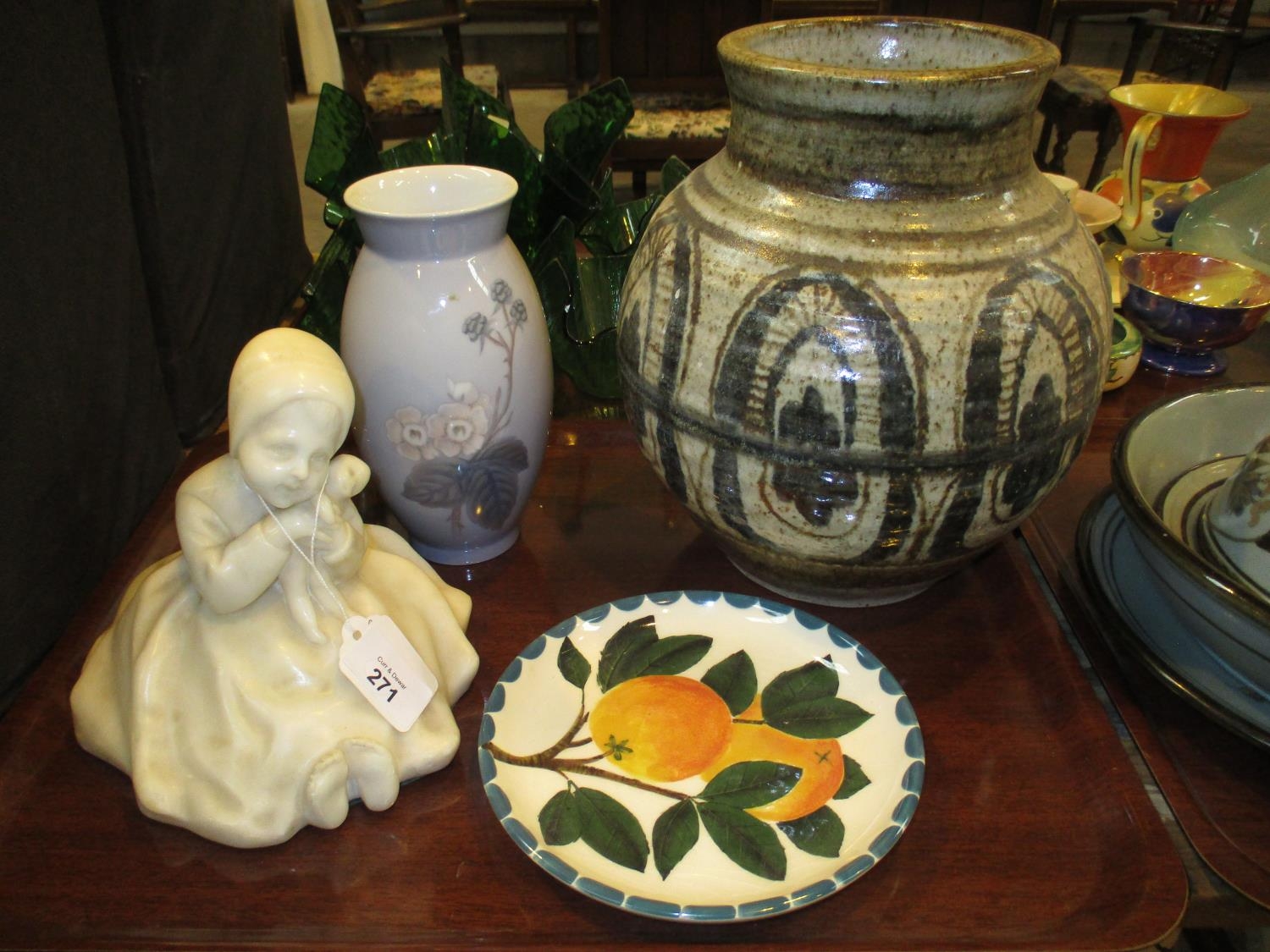 Drymen Stoneware Vase, B & G Vase, Griselda Hill Dish and a Figure