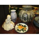 Drymen Stoneware Vase, B & G Vase, Griselda Hill Dish and a Figure