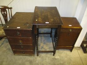 Barley Twist Occasional Table, Small Chest of Drawers and a Purdonium