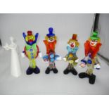 Four Murano Style Glass Clowns and Royal Doulton Peace HN2470