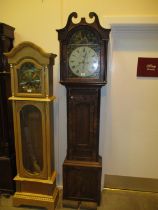 J. Cameron Dundee 8 Day Mahogany Longcase Clock having as Painted Arch Top Dial