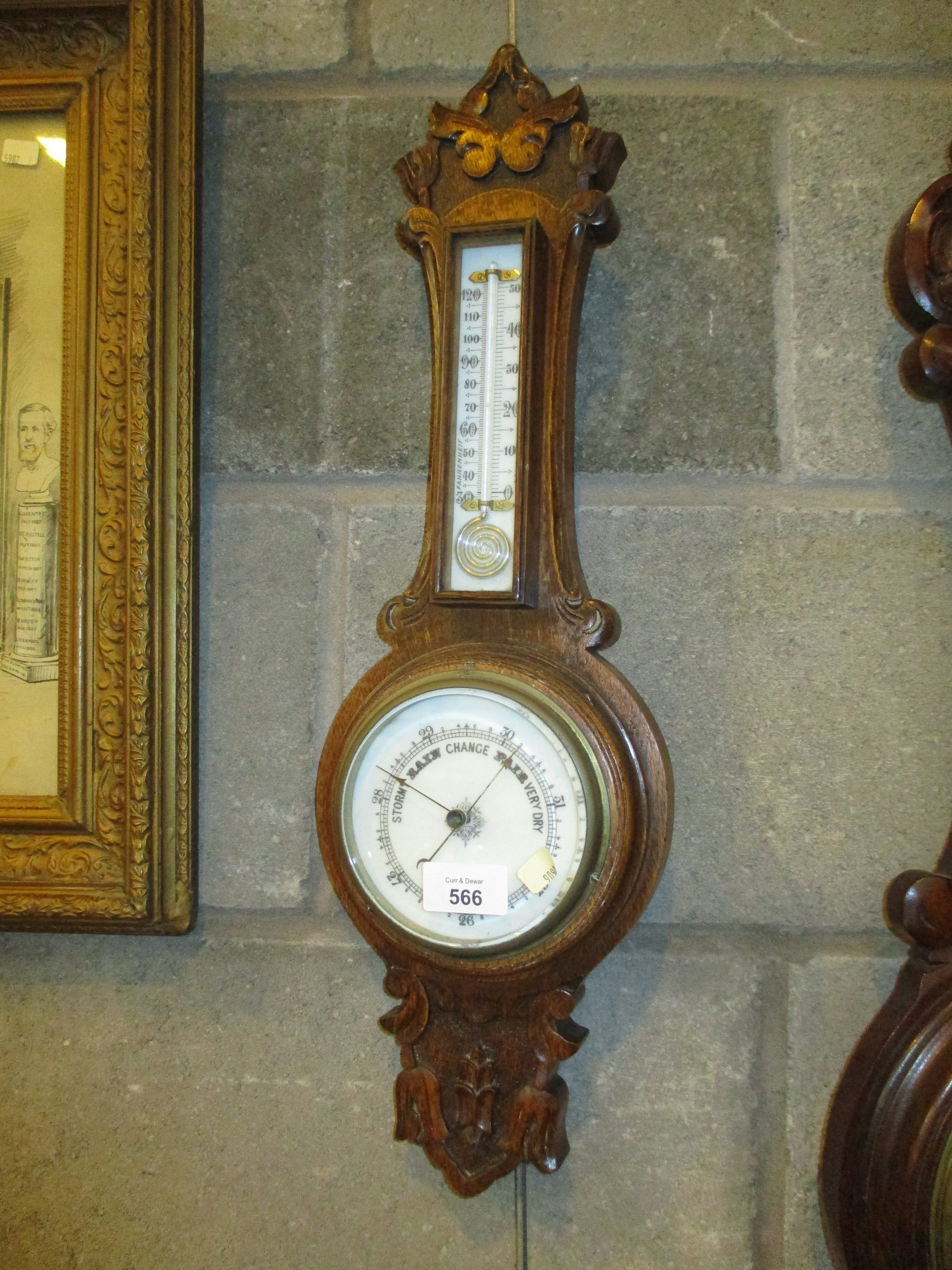 Carved Oak Barometer