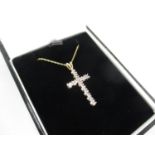 10ct Gold and Diamond Cross Pendant on 9ct Gold Chain