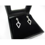18ct White Gold Diamond Art Deco Style Drop Earrings