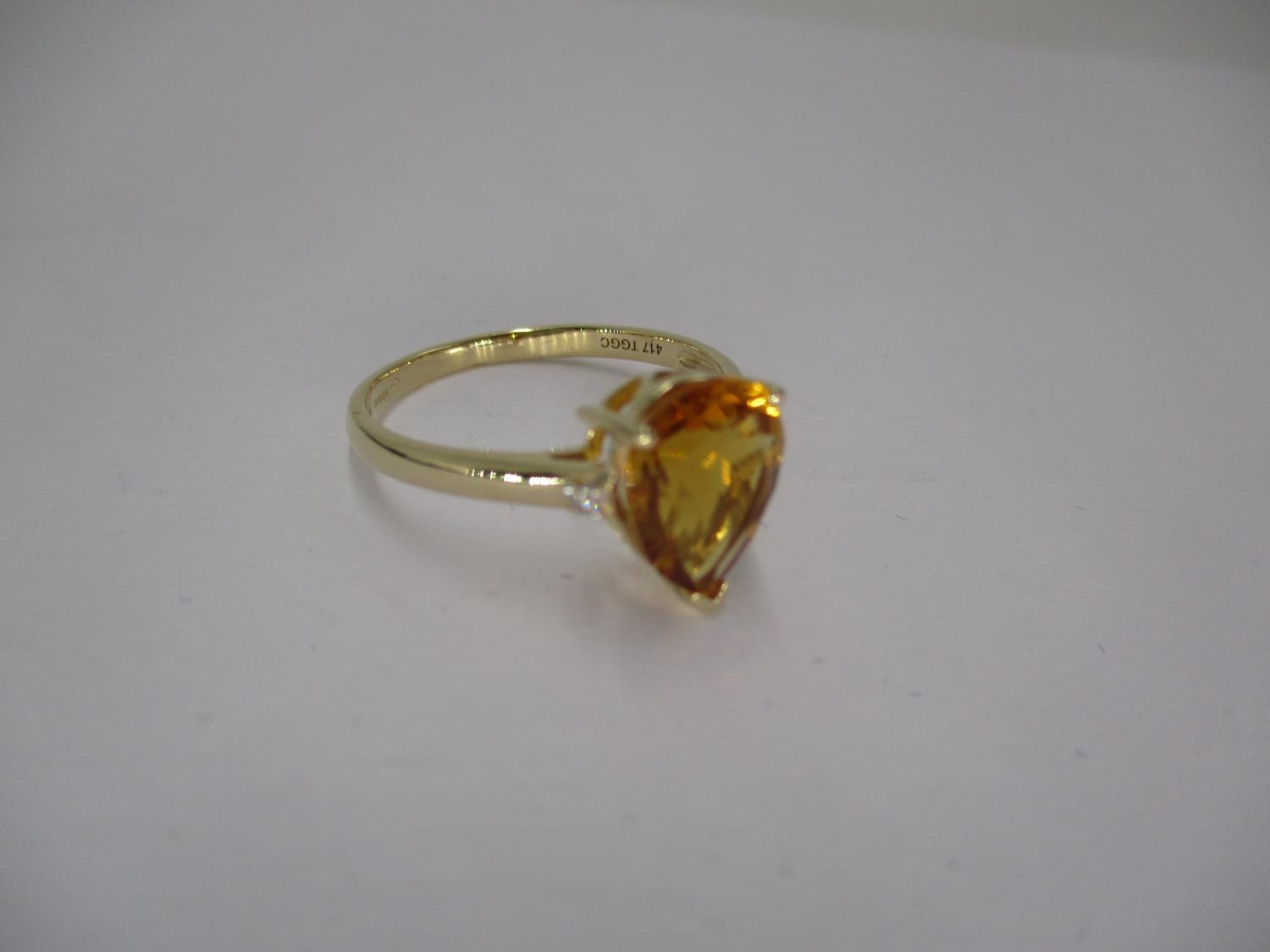 9ct Gold Citrine and Diamond Ring