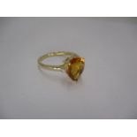 9ct Gold Citrine and Diamond Ring