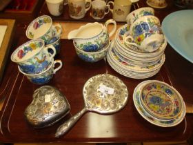 Masons Regency 24 Piece Tea Set, Art Nouveau Style Hand Mirror and Trinket Box