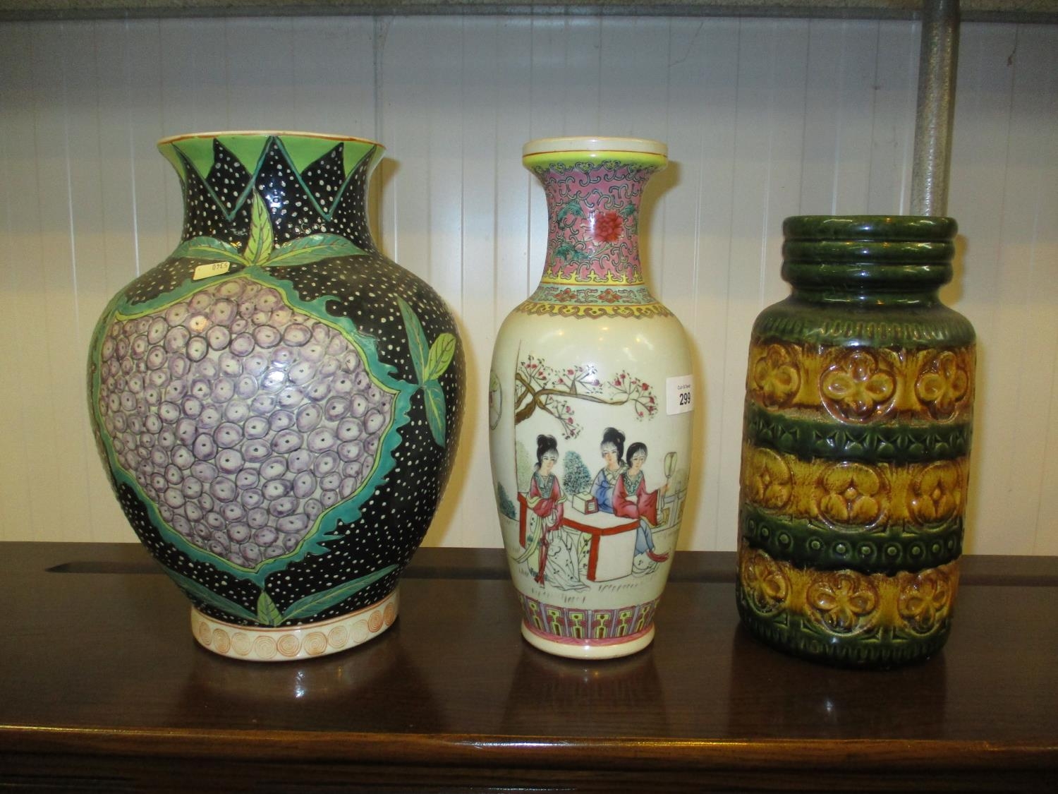 West German Pottery Vase and 2 Oriental Vases