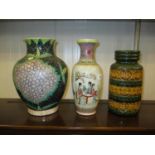 West German Pottery Vase and 2 Oriental Vases