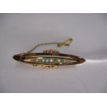 9ct Gold Turquoise and Pearl Brooch, 2.46g