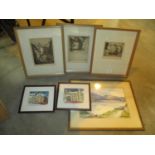 Three Etchings by Thomas Bonar Lyon 1873-1955, Watercolour by E. Fotheringham Young and 2 Small