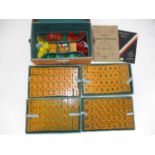 Cased Mah Jong Set Containing 148 2 Colour Bakelite Tiles and Various Counters