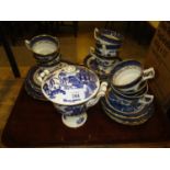 Booths Real Old Willow 28 Piece Tea Set and Coalport Willow Urn