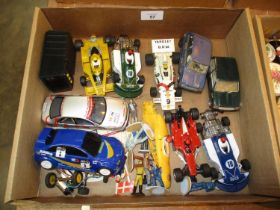 Box of Scalextric Race Cars etc