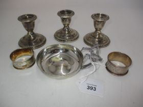 Silver Tastevin by Anthiny Elson No. 38 with Certificate Dated 2 April 1976, along with a Pair of
