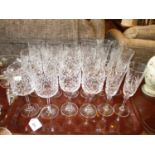 Two Sets of 6 Crystal Wine Glasses and Set of 6 Crystal Champagne Flutes