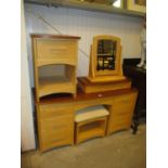 Modern Dressing Table with Stool, Mirror and Bedside Cabinet