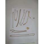 Five 9ct Gold Necklaces and a 585 Gold Pendant, 23.33g, and 3 Unmarked Necklaces, 6.15g