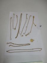 Five 9ct Gold Necklaces and a 585 Gold Pendant, 23.33g, and 3 Unmarked Necklaces, 6.15g