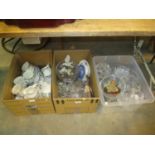 Three Boxes of Crystal, Ceramics etc