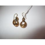 Pair of Yellow Metal Facet and Engraved Drop Earrings, 2.65g