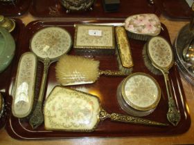 Petit Point Dressing Table Set and Another Brush