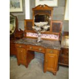 Late Victorian Walnut and Marble Top Washstand, 121cm