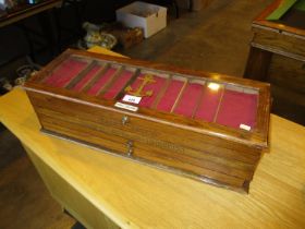 Antique Anchor Threads Wood 5 Tier Collectors Display Cabinet/Box