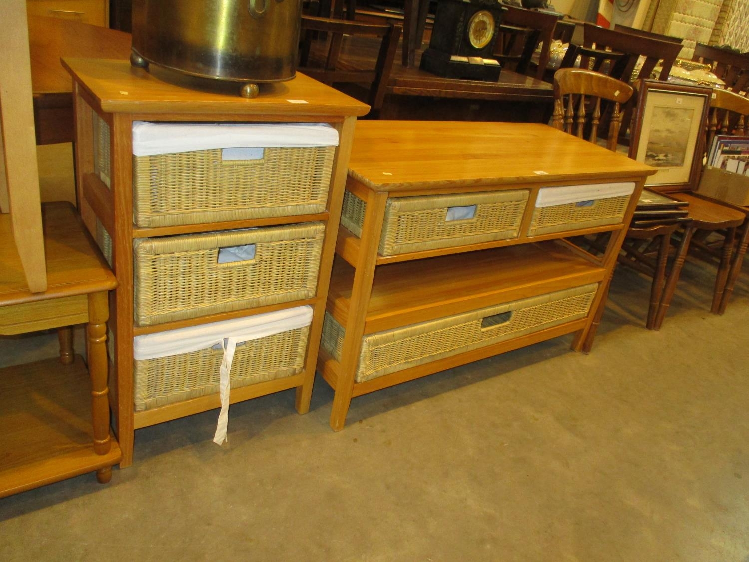 Two Wicker Drawer Chests, 51 and 104cm