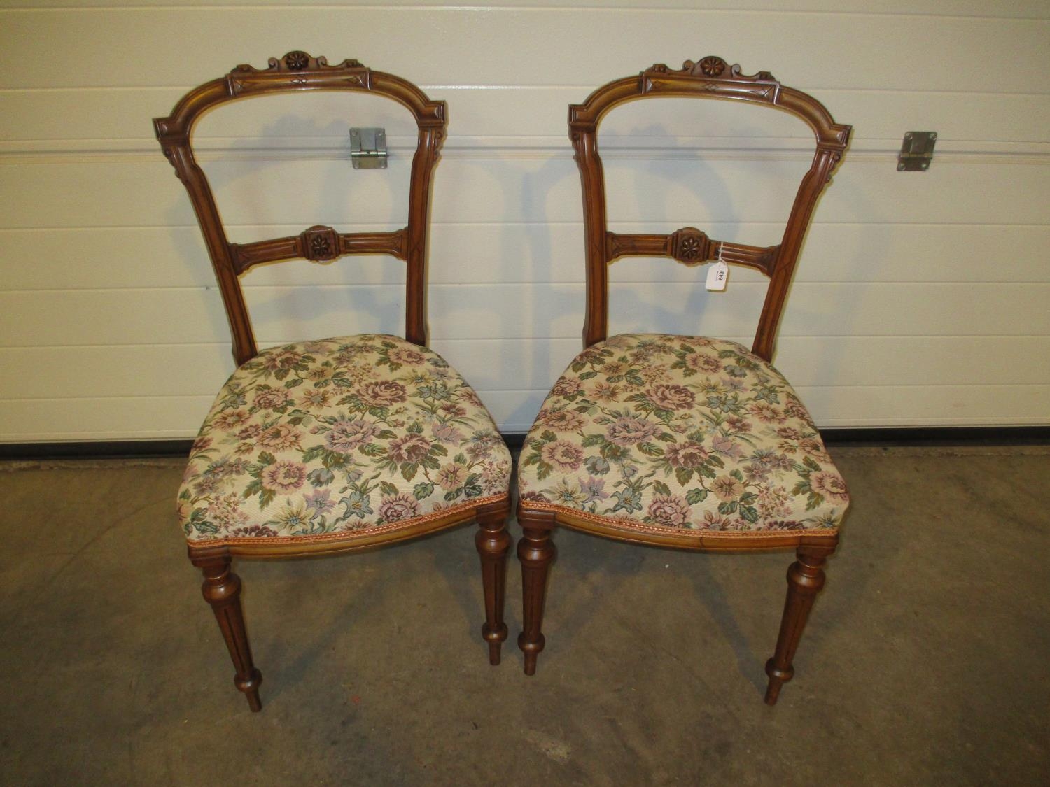 Pair of Victorian Walnut Bedroom Chairs